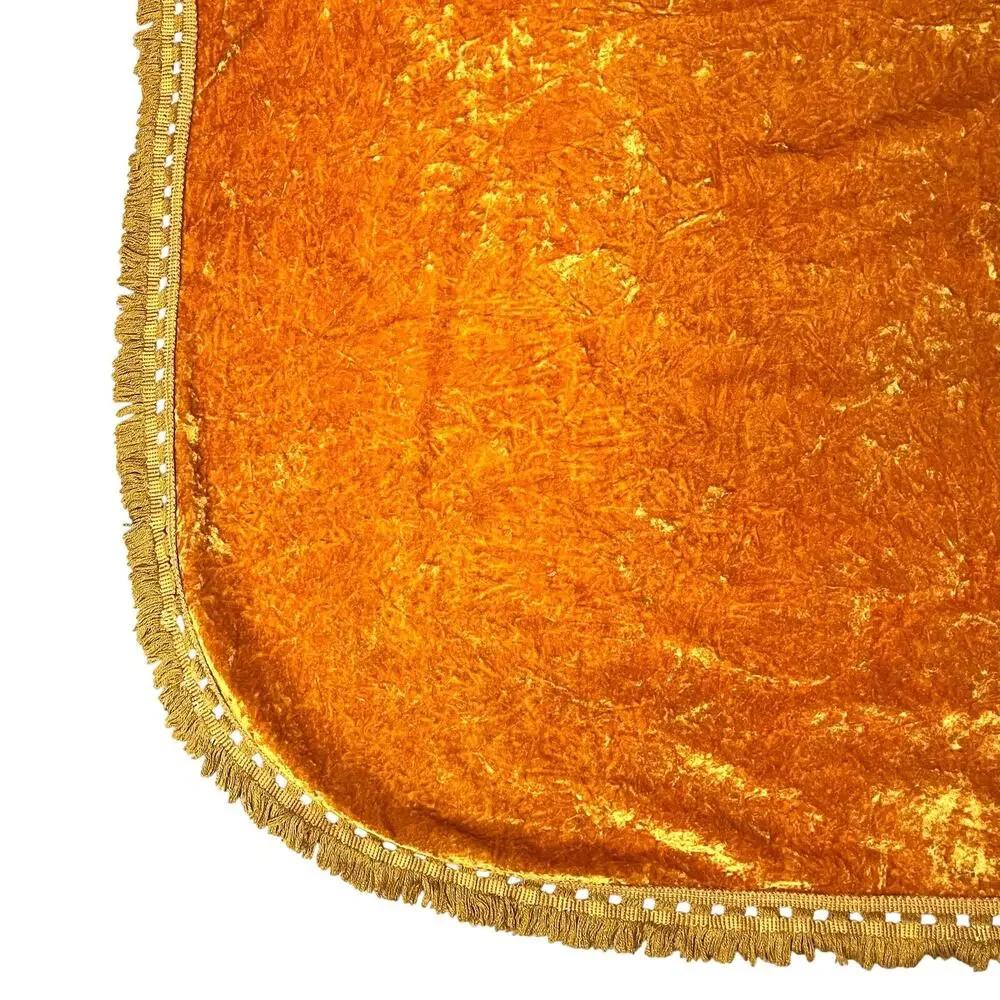 Vintage 1970s Gold Crushed Velvet Bedspread Fringe Full JCPenney Fashion Manor